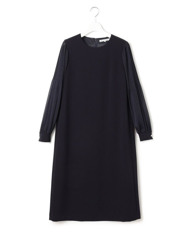 23区 【セットアップ対応】トリアセダブルジョーゼット シフォンスリーブ ワンピース ネイビー系