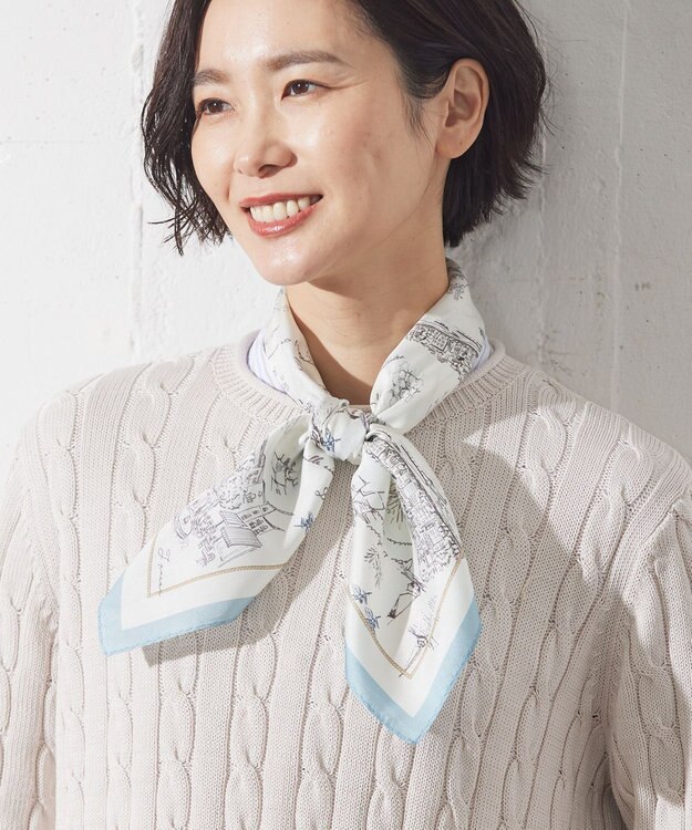 J.PRESS LADIES Sud de la France スクエア スカーフ ホワイト系5
