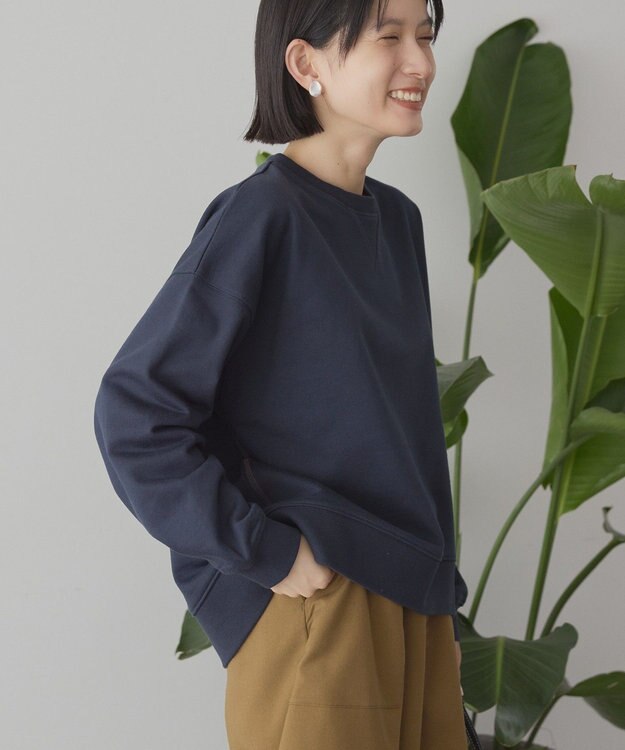 AMERICAN HOLIC 配色ライン裏毛プルオーバー Navy