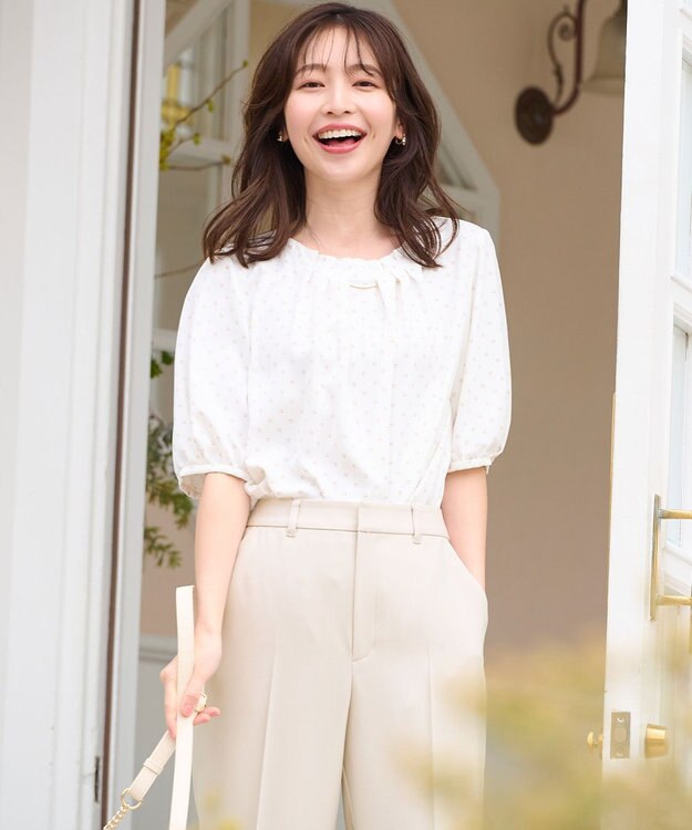 ANY SIS 【洗える】フロントタック ブラウス オフベース