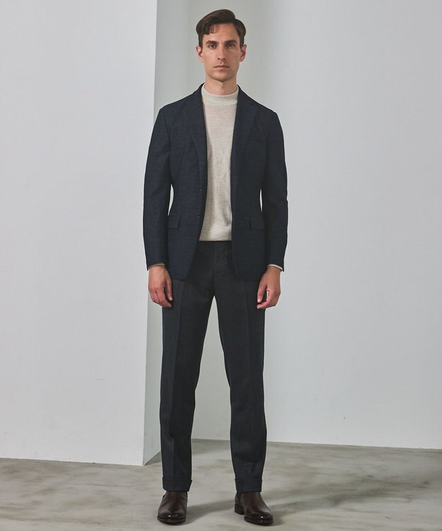 GOTAIRIKU 25年新作【洗える/チクチクしにくい/ピリングしにくい】イタリア糸 ハイゲージ カバーネックニット_WOOL100％ アイボリー系