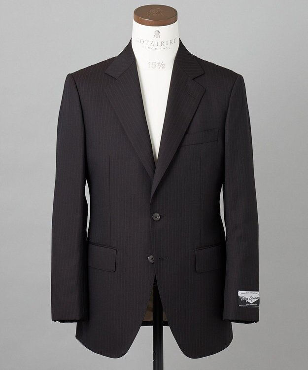 GOTAIRIKU シワになりにくい【御幸毛織/みゆきけおり】DRY SPINNER(ドライスピナー)スーツ（ブラウンストライプ） ダークブラウン系1