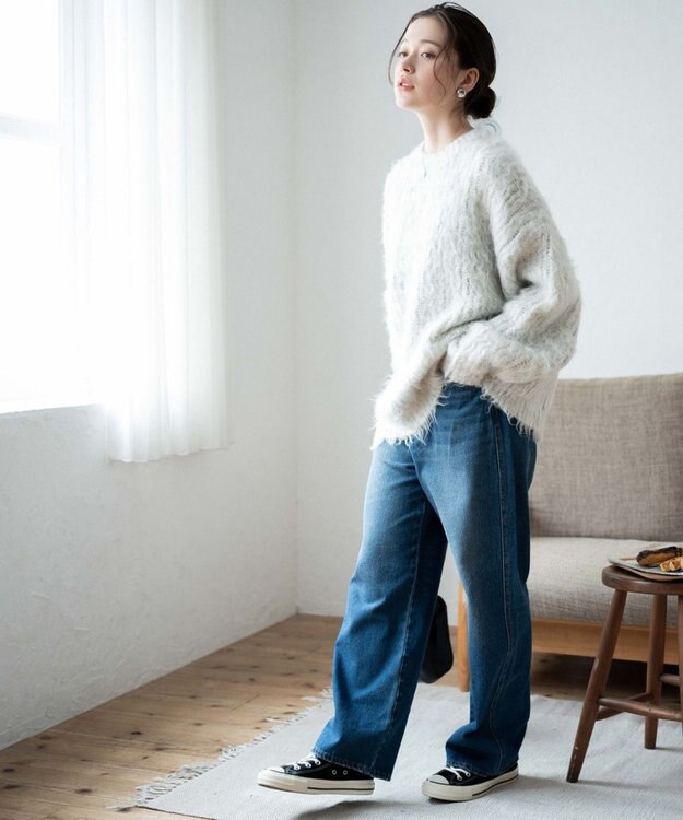 WEGO ブラッシュニットBIGプルオーバー ライトグレー