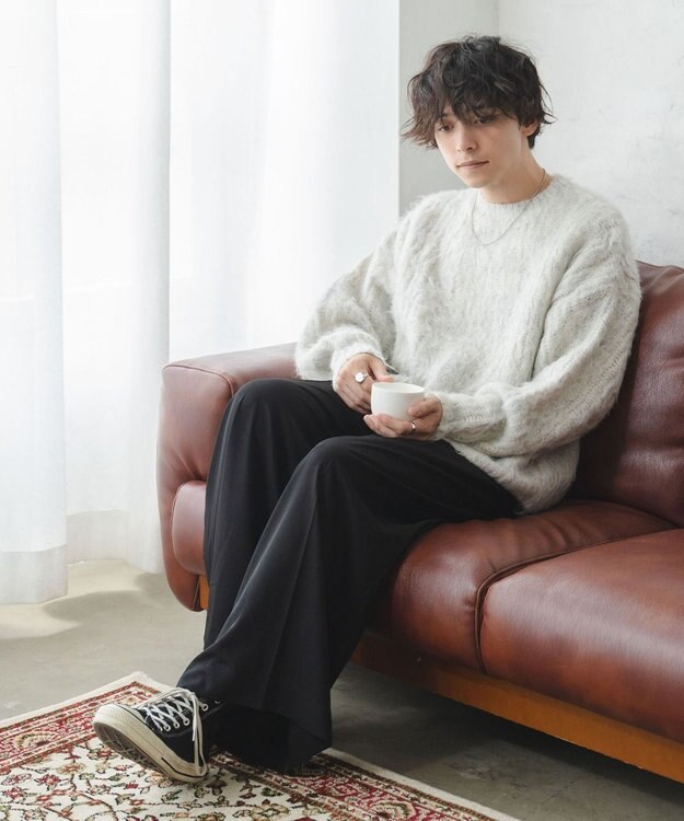 WEGO ブラッシュニットBIGプルオーバー ライトグレー