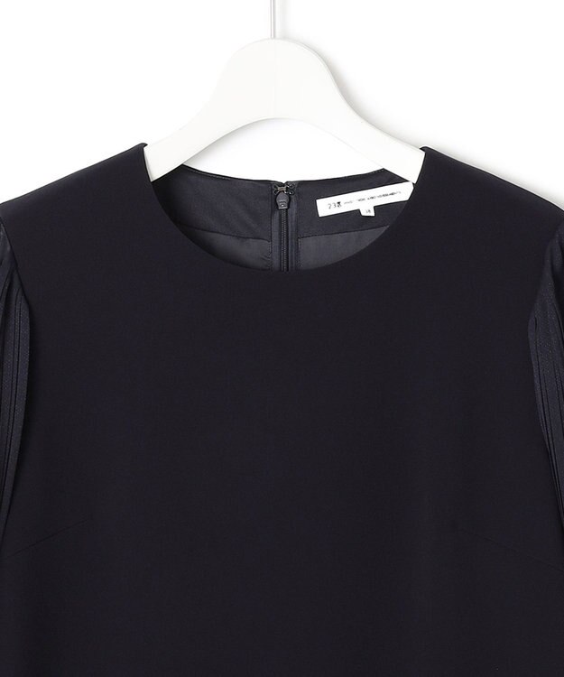 23区 【セットアップ対応】トリアセダブルジョーゼット シフォンスリーブ ワンピース ネイビー系