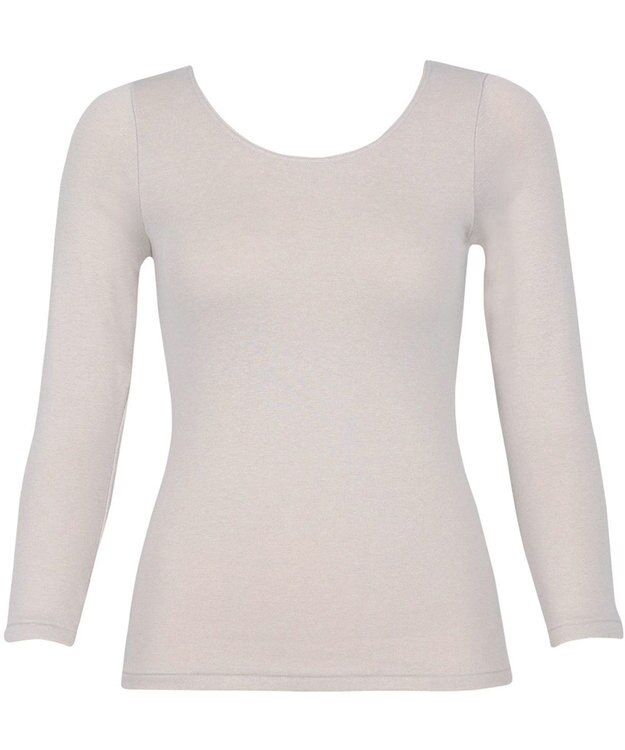 Wing あったかインナー 綿混 裏起毛 厚手 よく伸びる素材 【ラクのびサーモ】 8分袖 長袖 秋 冬 EL6814 ウイング／ワコール シェルベージュ