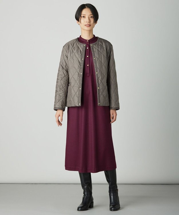 J.PRESS LADIES ウールスムース ワンピース バーガンディ系