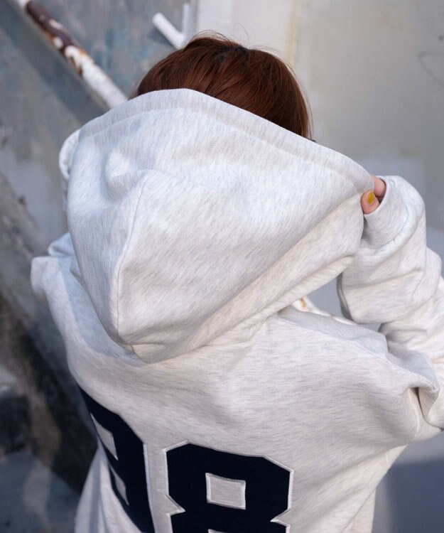 WEGO 裏起毛スタジアムロゴジップパーカー 杢グレー