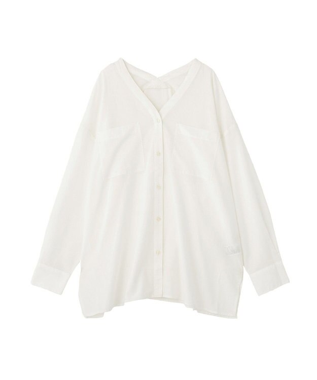 Green Parks 綿麻混Ｖネックオーバーサイズシャツ Off White