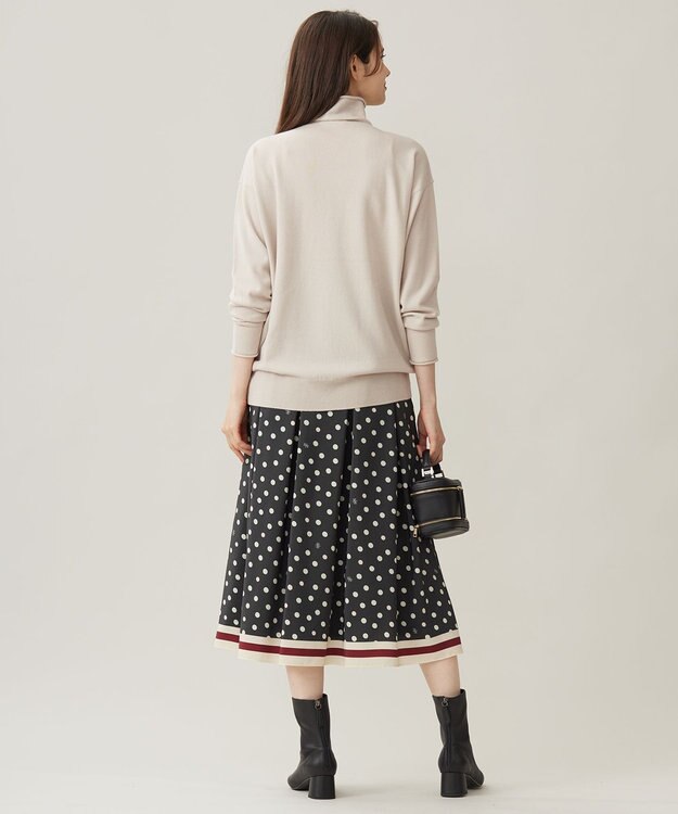 自由区 L 【洗える】ソフトウールハイゲージハイネック ニット ベージュ