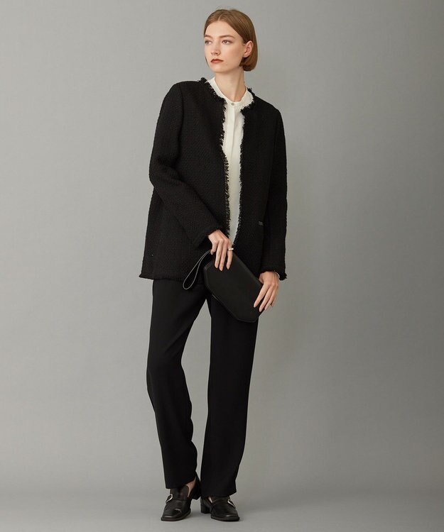 ICB L 【WEB限定カラーあり・洗える】 ライトダブルクロス ストレートパンツ ブラック系