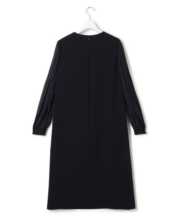 23区 【セットアップ対応】トリアセダブルジョーゼット シフォンスリーブ ワンピース ネイビー系