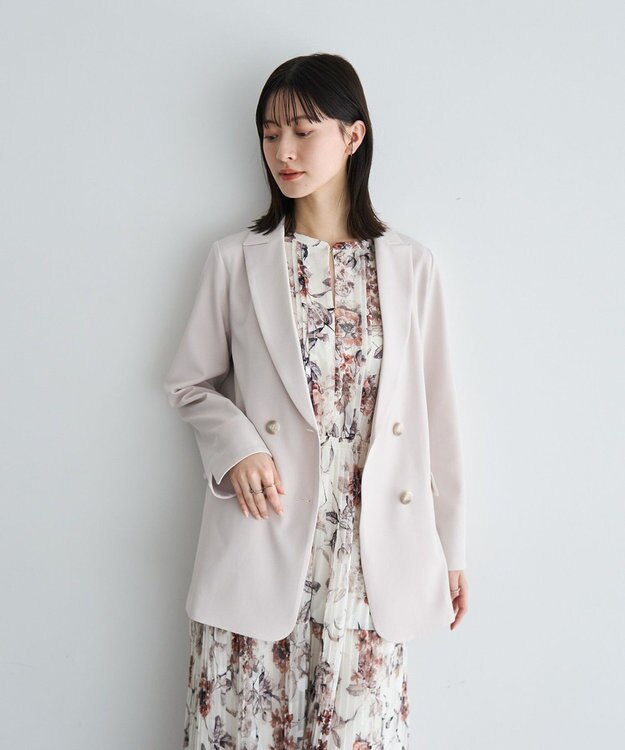 YECCA VECCA 【追加生産】フラワー柄シアープリーツワンピース Ivory