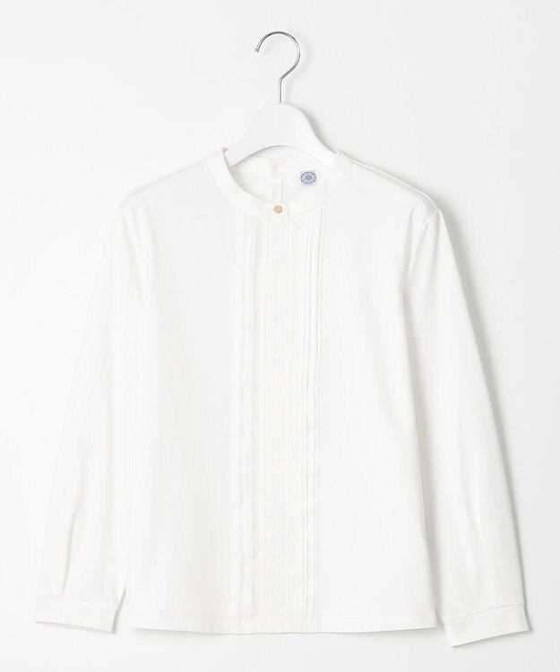 J.PRESS LADIES S プレーティングジャージー ピンタック カットソー ホワイト系