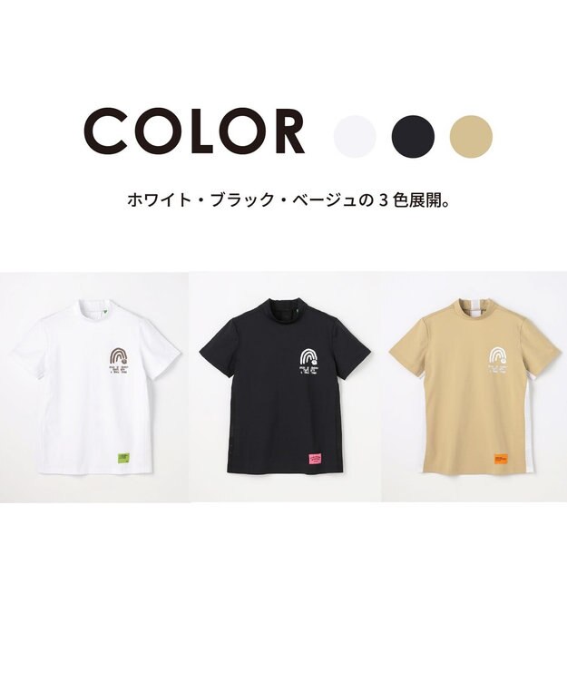 PW CIRCULUS 【WOMEN】メッシュコンビ モックネックT ゴルフウェア レディース ホワイト系