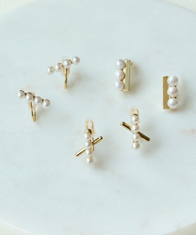 Phoebe 【痛くないシリーズ/金属アレルギー対応】パール＆バーライトフィットイヤリング　ゴールド ゴールド