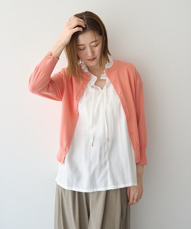 YECCA VECCA 【マシンウォッシャブル】カーディガン② Salmon Pink