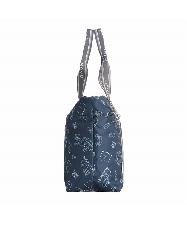 ACE BAGS & LUGGAGE 【雑誌掲載】 HAyU × ace.  フォールディング 折り畳みトートバッグ 猫柄 22L 17861 ネイビー柄