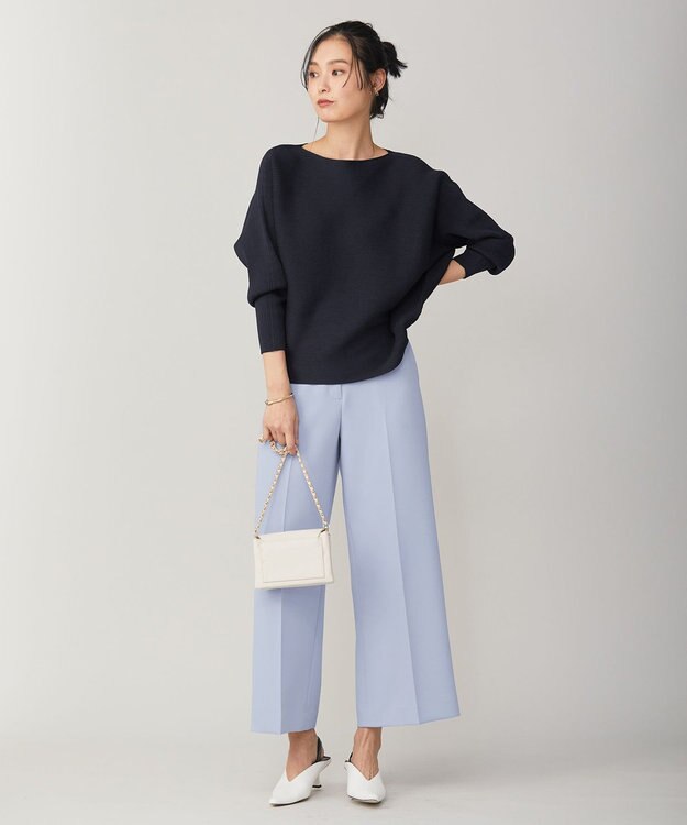 ICB 【洗える】トリプルクロスツイル ワイドパンツ スカイブルー系