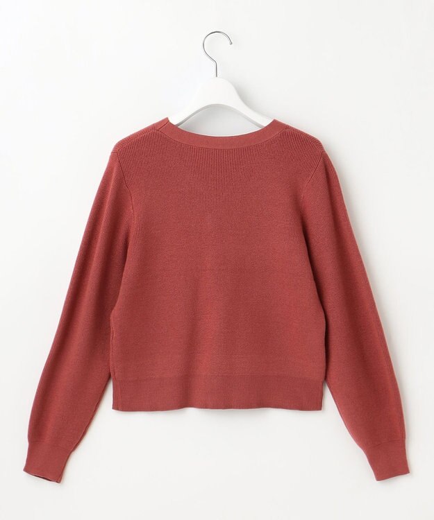 Feroux 【洗える】リボン釦 カーディガンデザインニット レッド系