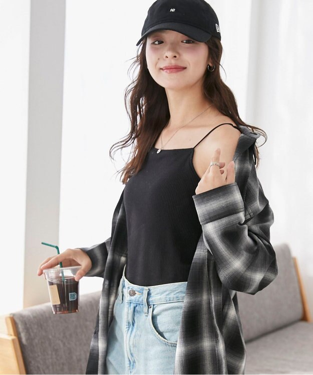 WEGO 【カップ付きインナー】なちゅ盛れカップインキャミ ブラック