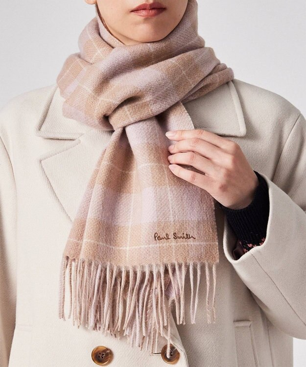 Paul Smith オンブレ リバーシブル チェック マフラー ベージュ