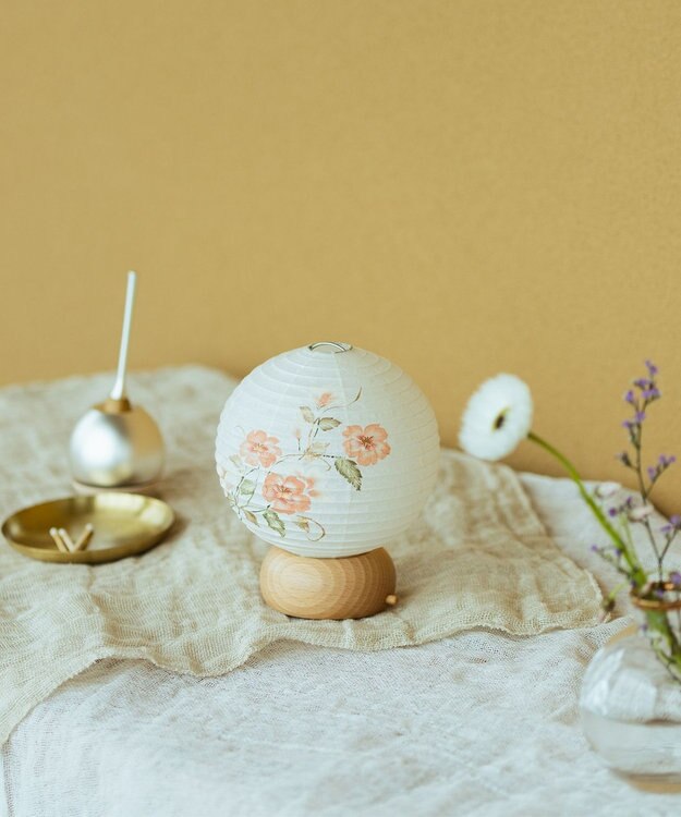 ちょうちん堂 【あかり道】〈手書絵付〉犬バラ ちょうちん ライト ホワイト