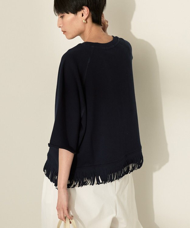 AMERICAN HOLIC フリンジ5分袖ラグランスウェット Navy