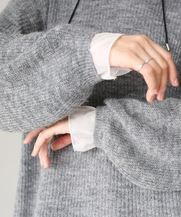 Green Parks シアーゆったりニットプルオーバー Gray