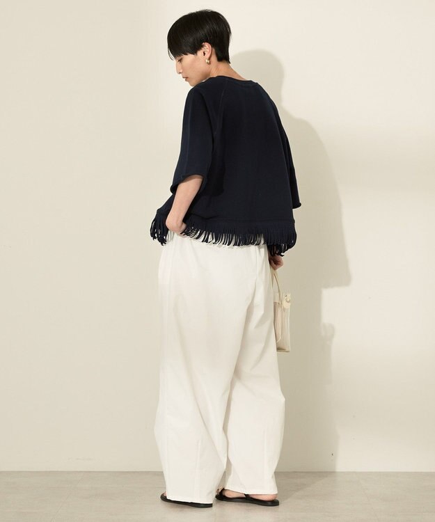 AMERICAN HOLIC フリンジ5分袖ラグランスウェット Navy