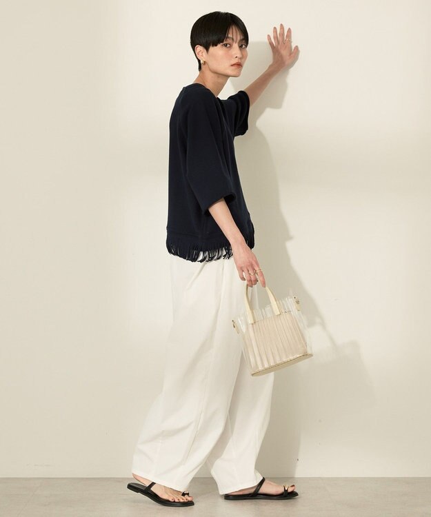 AMERICAN HOLIC フリンジ5分袖ラグランスウェット Navy