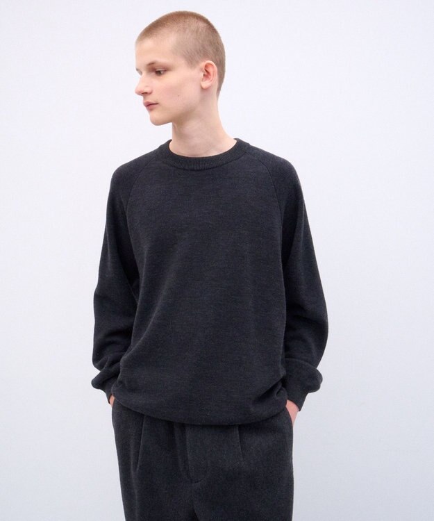 ATON WOOL COTTON TERRY | クルーネックセーター - UNISEX CHARCOAL GRAY