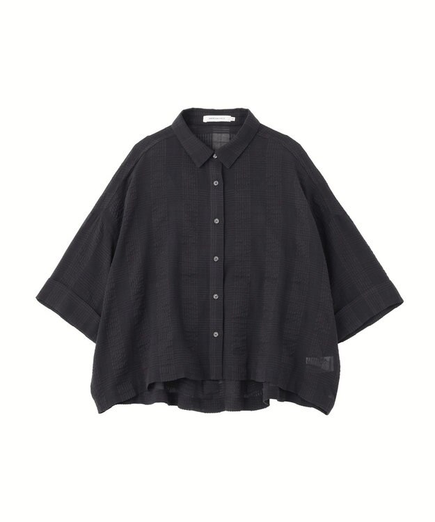 AMERICAN HOLIC シアーチェックショート丈シャツ Black