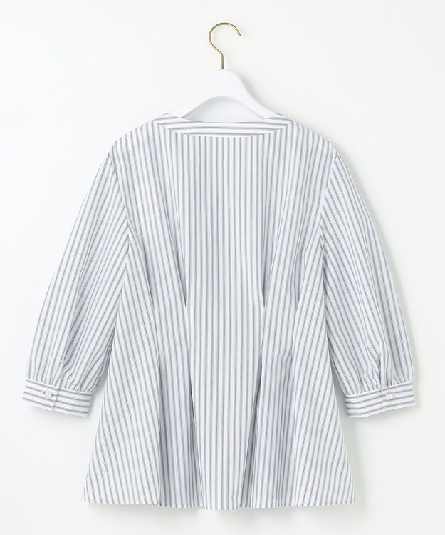 ANY SIS 【洗える】タックペプラムシャツ ブラウス オフストライプ