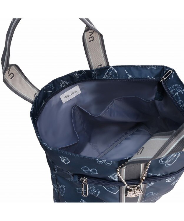 ACE BAGS & LUGGAGE 【雑誌掲載】 HAyU × ace.  フォールディング 折り畳みトートバッグ 猫柄 22L 17861 ネイビー柄