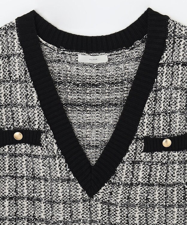 ANY L 【洗濯機可】ツイーディベスト ブラック