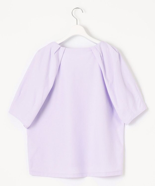 自由区 【XSサイズ~/洗える】ツイストプレインジャージー袖タック カットソー ライラック系