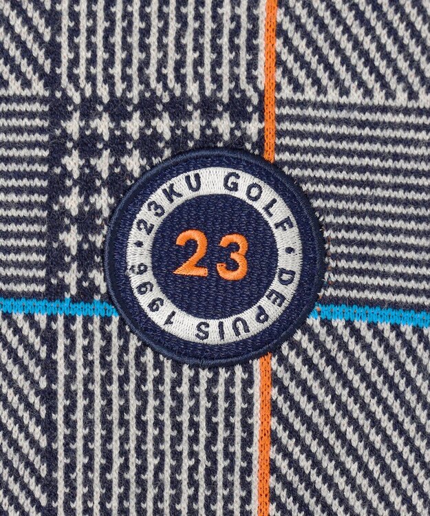 23区GOLF 【MEN】チェックジャガード　クルーネック  ニット ネイビー系3
