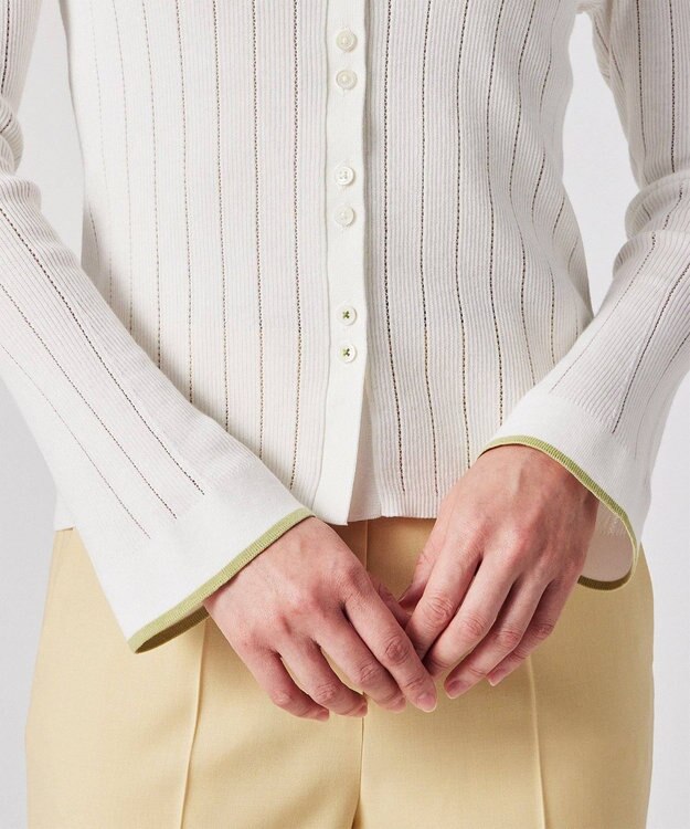 Paul Smith 【洗える】リブアイレット カーディガン オフホワイト