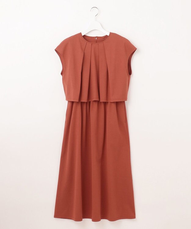 23区 【洗える】ドライコットンジャージー レイヤードワンピース テラコッタ系