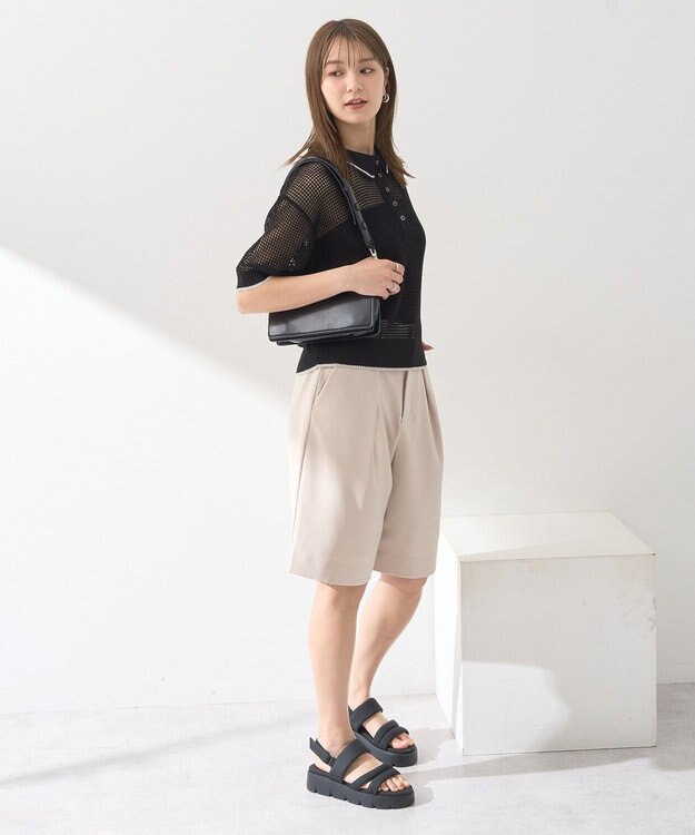 earth music&ecology メッシュポロニットプルオーバー Black