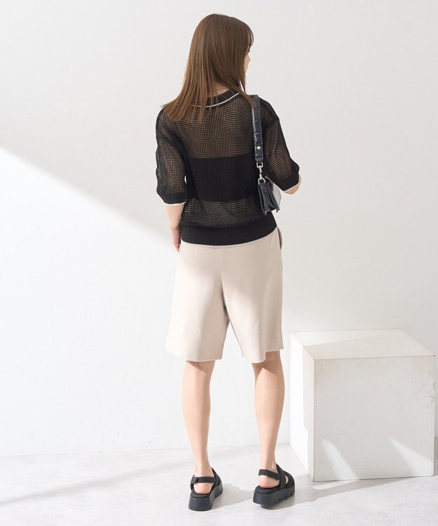 earth music&ecology メッシュポロニットプルオーバー Black