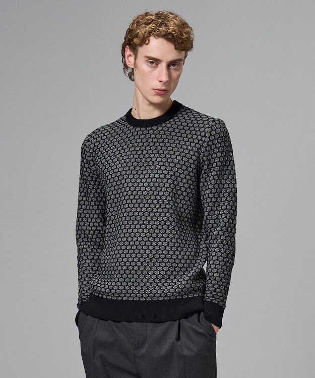 JOSEPH HOMME チャンディーガルジャガード　クルーネックニット グレー系