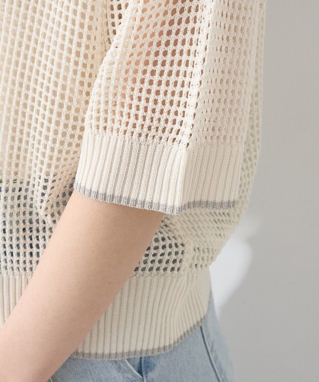 earth music&ecology メッシュポロニットプルオーバー Ivory