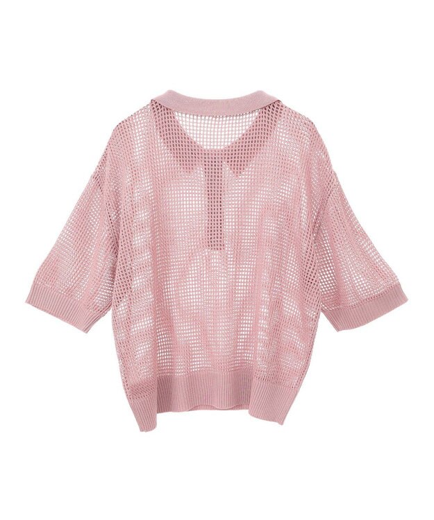 earth music&ecology メッシュポロニットプルオーバー Pink