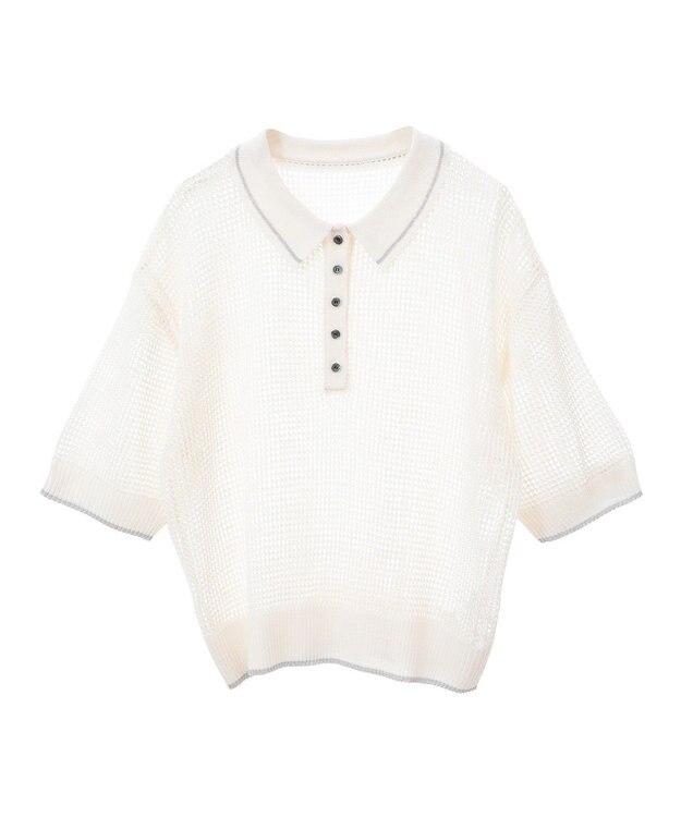 earth music&ecology メッシュポロニットプルオーバー Ivory