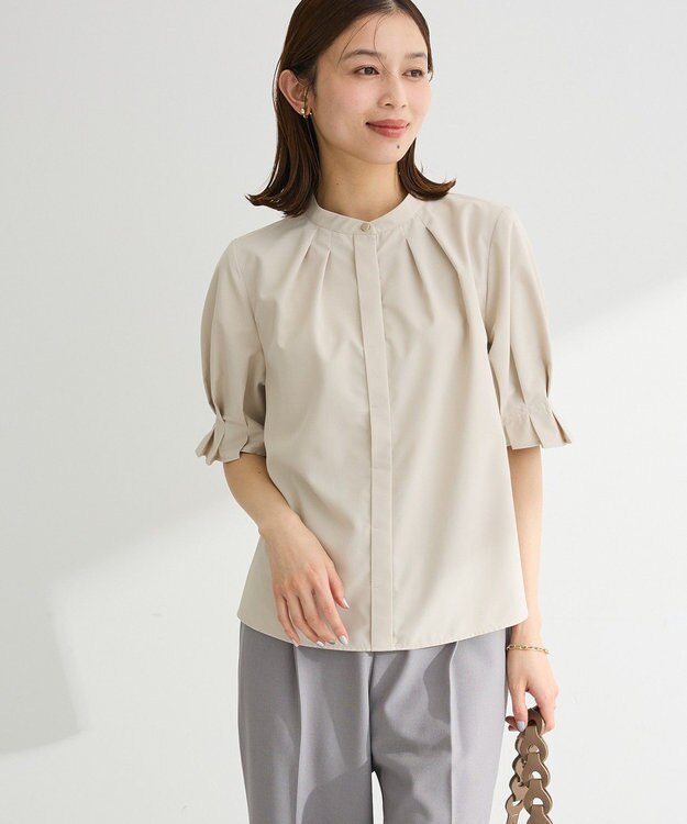 Green Parks タックショートスリーブブラウス Beige