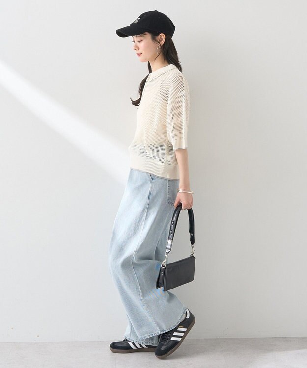 earth music&ecology メッシュポロニットプルオーバー Ivory