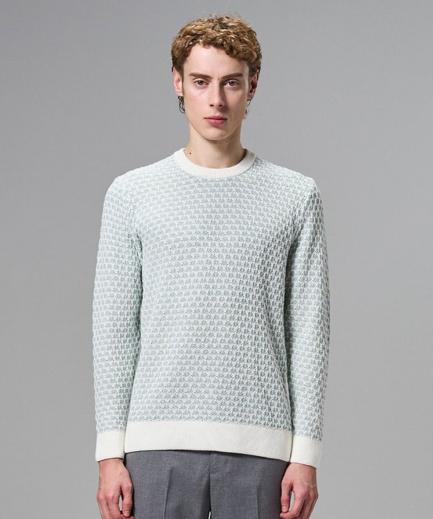 JOSEPH HOMME チャンディーガルジャガード　クルーネックニット スモーキーグリーン系