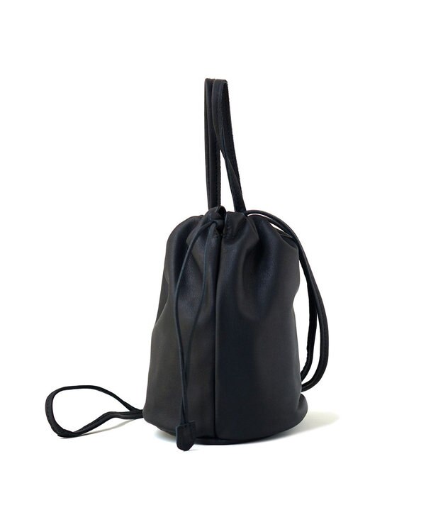 FOLNA RD ソフトレザー2WAY巾着ショルダーバッグ ブラック